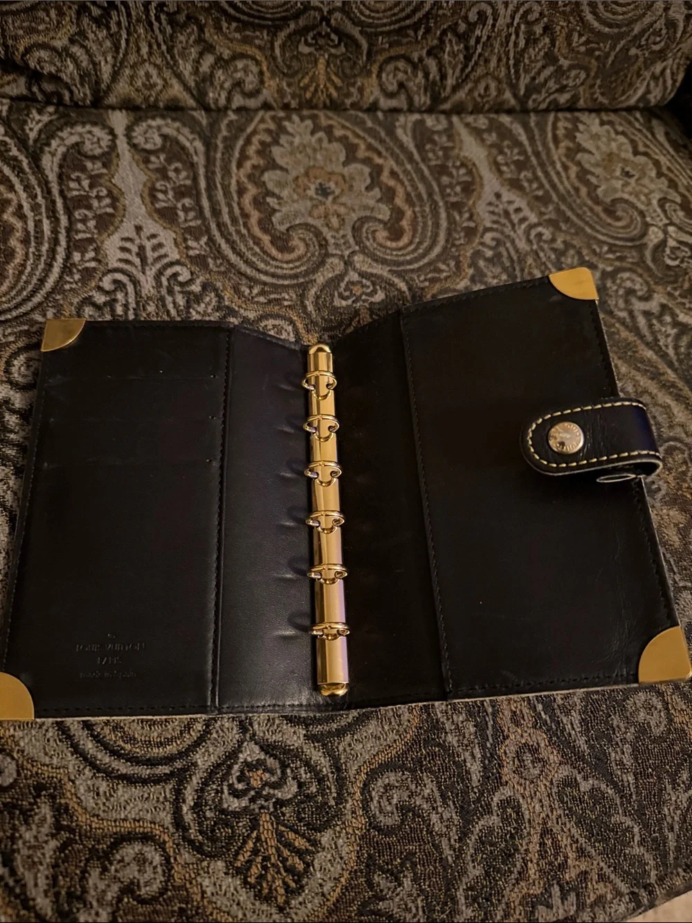 Louis Vuitton Black agenda  with Gold Accents